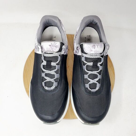 Alegria Shoes Womens 39 Traq Jaunt Rhodie Grey Black White Flower Sneaker - Picture 4 of 15